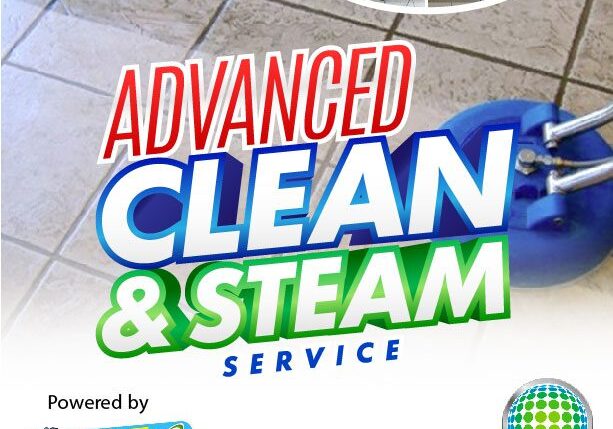 A poster of the advanced clean and steam service.